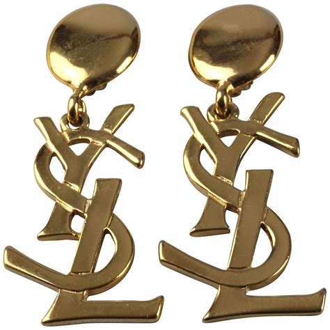 Vintage YVES SAINT LAURENT Ysl Iconic Logo Drop Earrings 